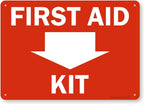 SmartSign - S-1775-PL-14 "First Aid Kit" Sign with Down Arrow | 10" x 14" Plastic