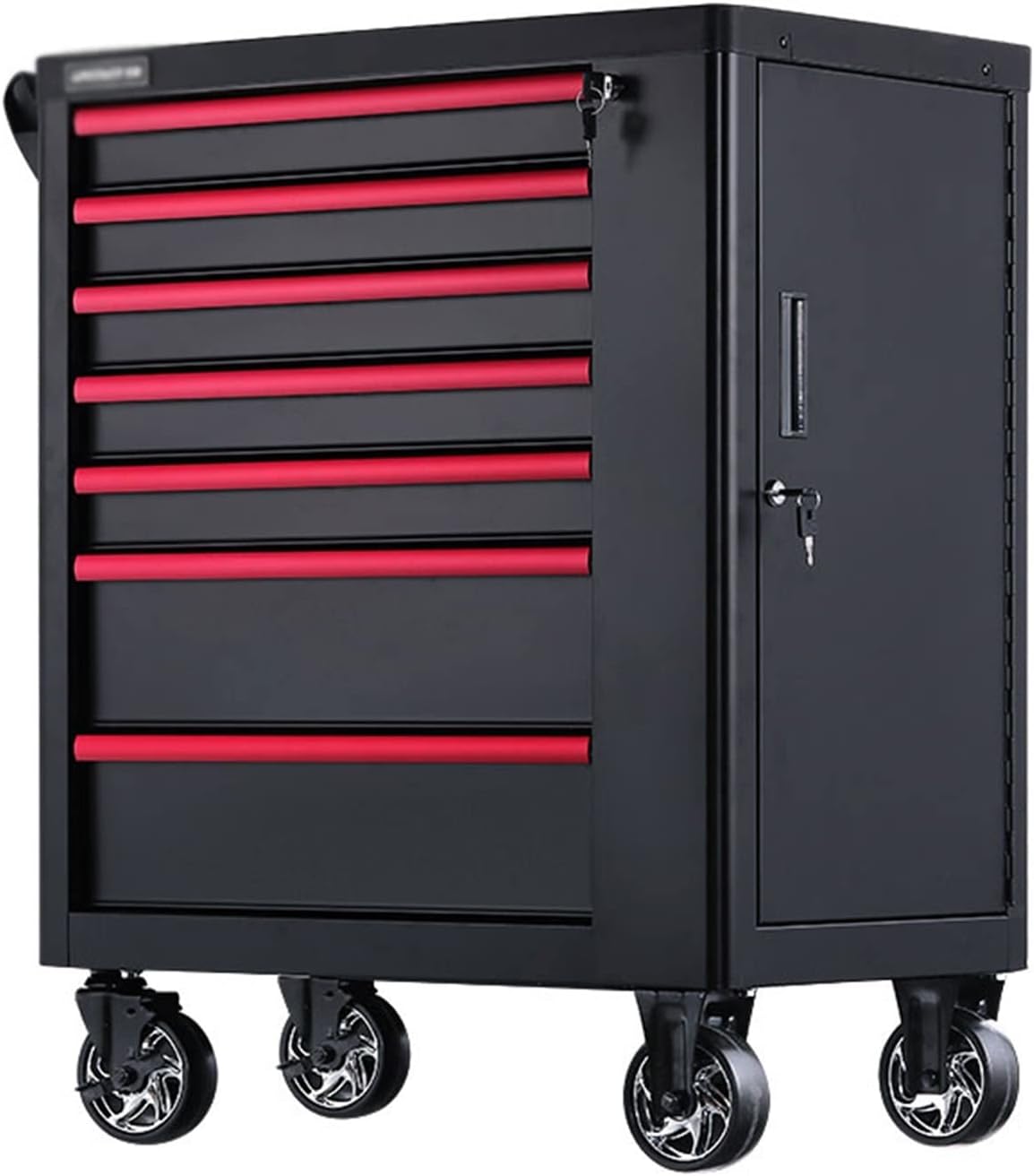 GRFIT Toolbox Tool Chest/Tool Cabinet, Toolbox Storage System Side Tool Storage Cabinet Heavy Duty Cart Steel Rolling Tool Box with 7 Lockable Drawers Waterproof Toolbox Mobile Work Centre Toolbox