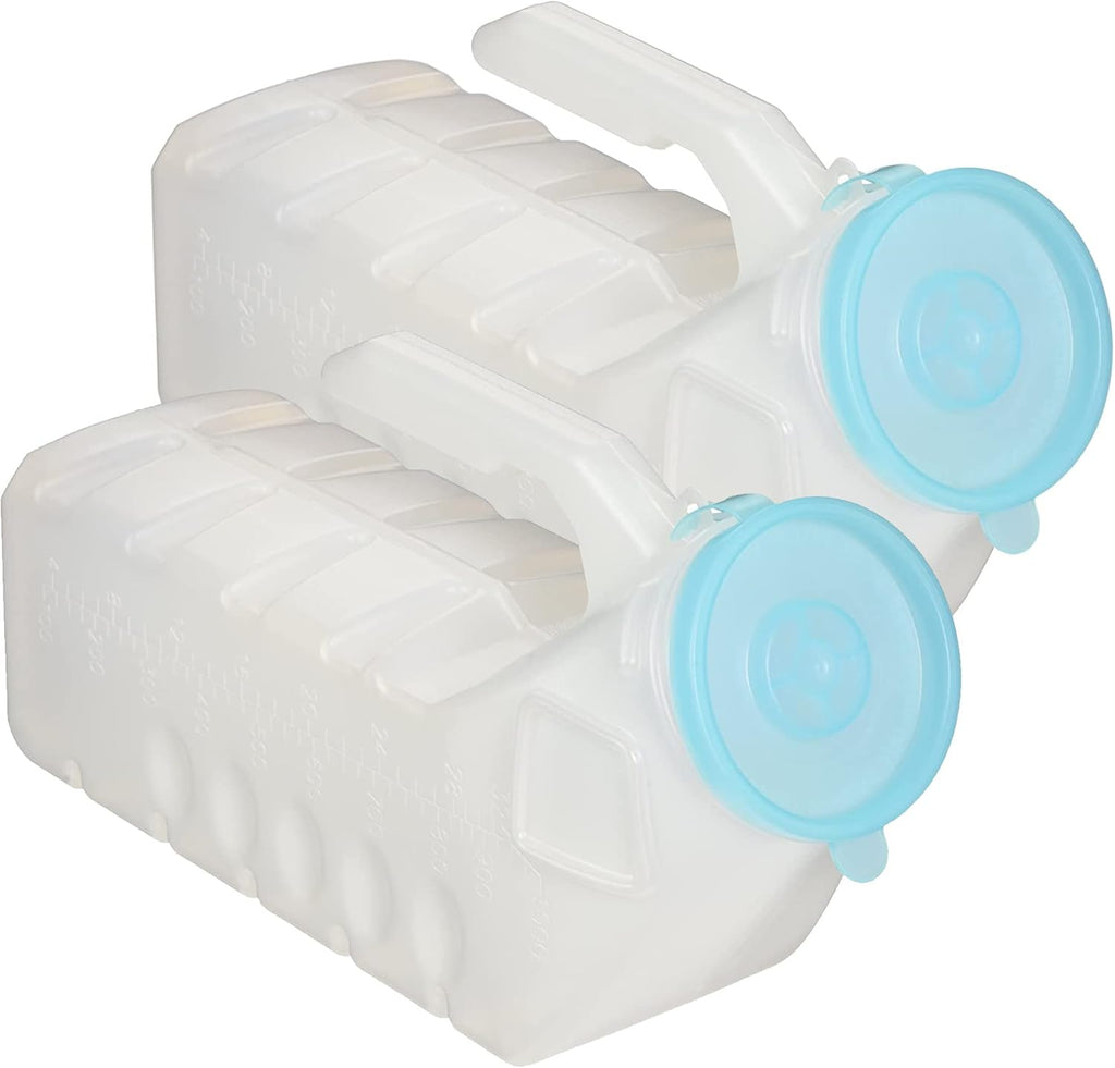 MedVance 1000ml Portable Urinals for Men, 2 Pack – Spill Proof Men's Urinal Bottle w/Glow in Dark & Leak-Proof Lid – Easy-Grip Durable Pee Bottles for Men - Versatile Male Pee Bottle for Elderly Care