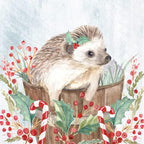 IHR Ideal Home Range Cocktail Napkins Disposable 3-Ply Paper Party Napkin Pack, 5" x 5", Holiday Hedgehog, 20-Count