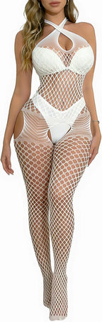 Sesiwadbe Lingerie for Women Bodystocking Attached Thigh High Stockings One Piece Bobydoll Bodysuit Sexy Tights