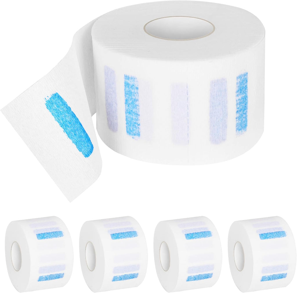 Disposable Barber Neck Paper with Hairdressing Accessory Tool - 5 Rolls & 500 Neck Strips, Barber Supplies