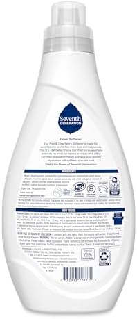 Seventh Generation Laundry Fabric Softener Liquid, Free & Clear, Reduces Static, 32 Fl Oz