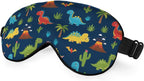 Cute Dinosaurs Sleep Eye Mask Children Print Palm Tree Animal Green Blue Red Silk Eye Mask Sleeping Soft Eye Shade Cover for Men Boy Girl Airplane Travel with Elastic Strap