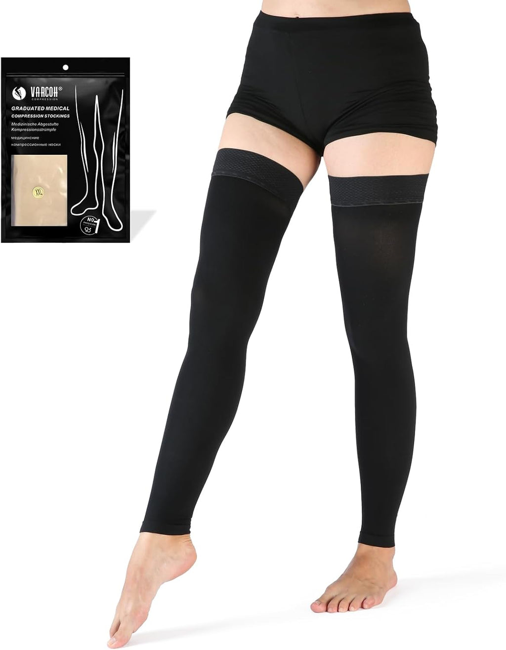 VARCOH Footless Compression Socks for Women Thigh High, Compression stockings 20-30 mmHg Good for DVT, Pregnancy, Varicose Veins,Edema