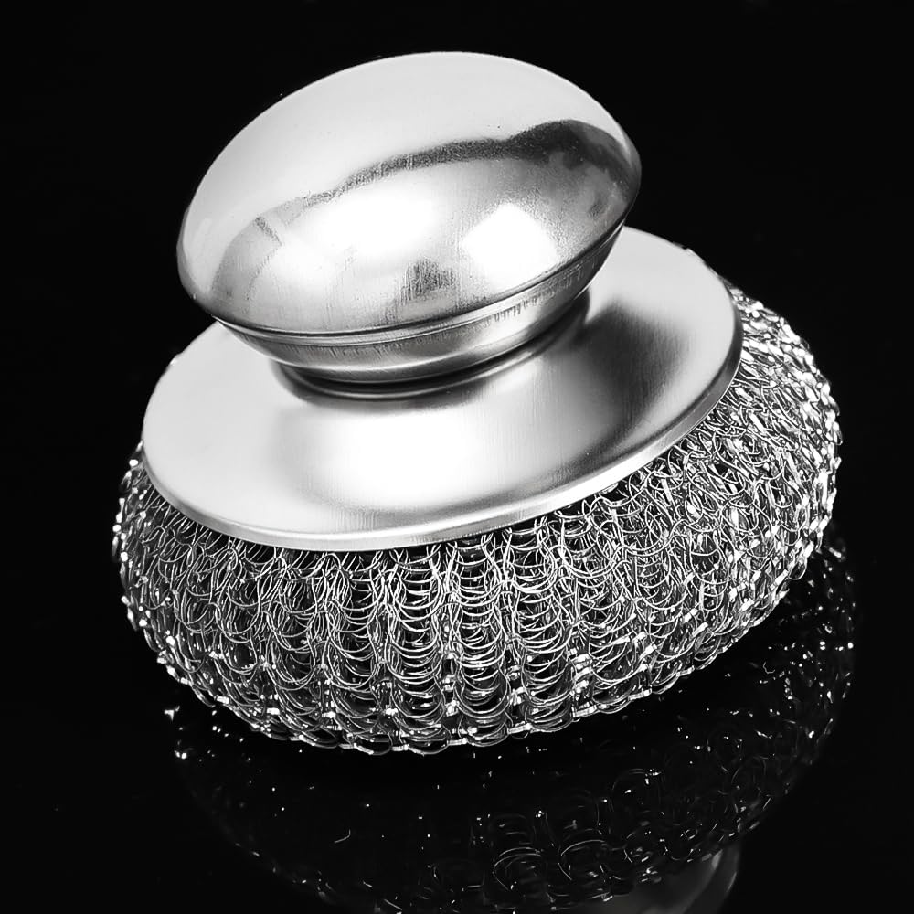 Stainless Steel Kitchen Pot Brush with Short Handle Wire Ball Cleaning Tools Home Kitchen Dish Washing Accessories (1PCS)