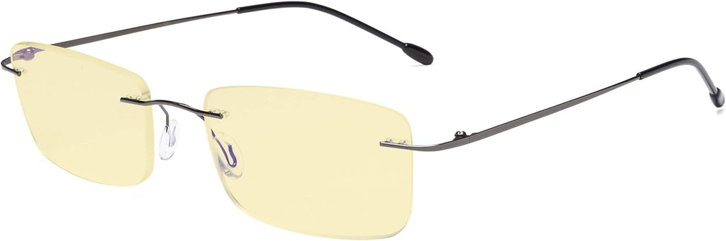 Eyekepper Titanium Rimless Orange Tinted Lenses Computer Reading Glasses Readers Men Women