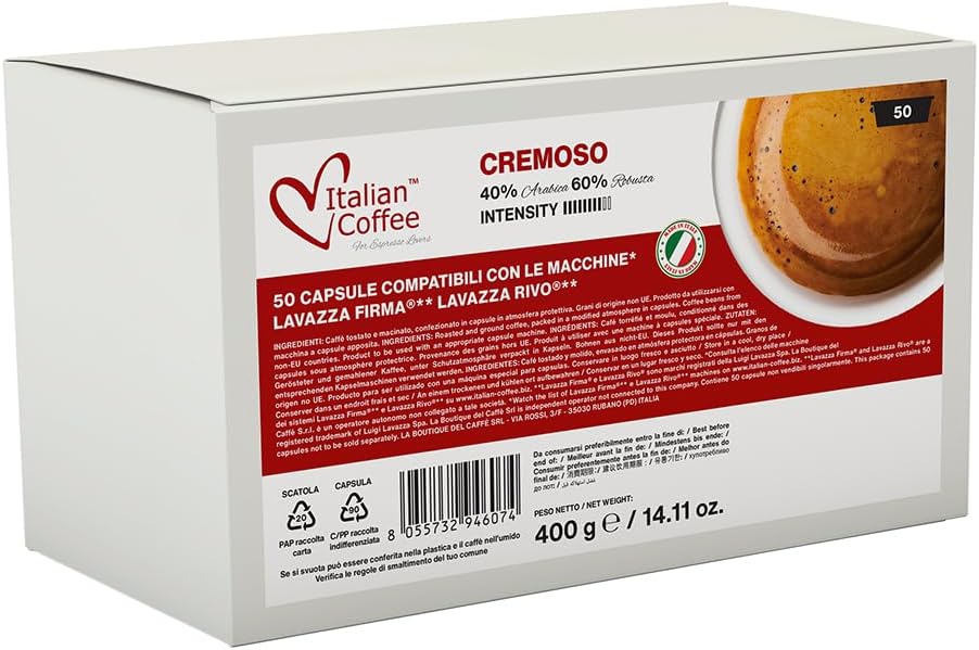 ITALIAN COFFEE FOR ESPRESSO LOVERS capsules compatible with RIVO® machines (Cremoso, 50)