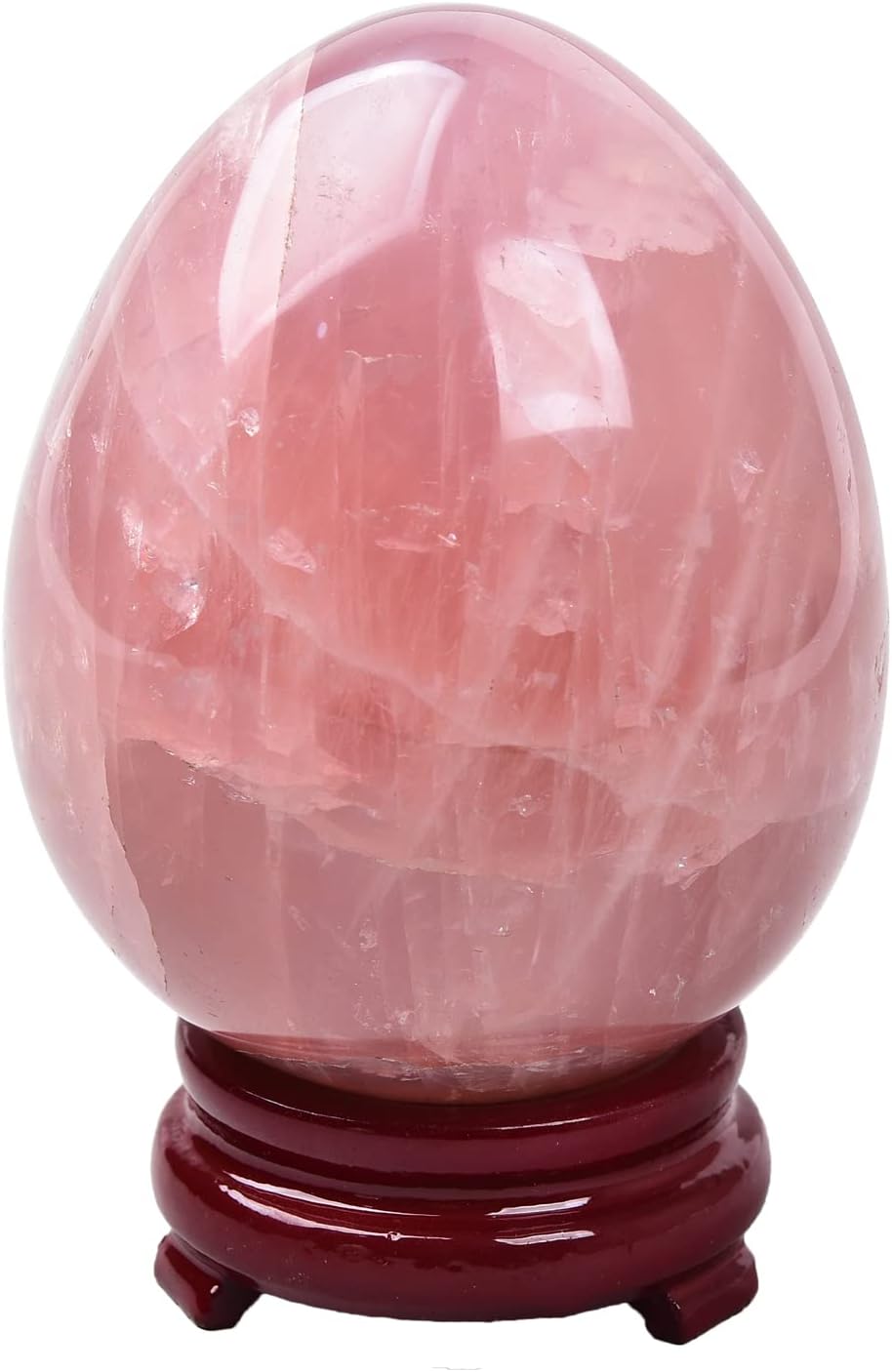 AMOYSTONE Decorative Rose Quartz Egg, Irregular Large Healing Crystal, Natural Stone Carving for Home Decoration, 3.5-4", Energy Cleansing & Gift