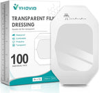 100 Packs Transparent Film Dressing 4" x 4.75" - Waterproof Bandages for Swimming, Showering, Wounds, Post Surgical Shower or IV Shield, Tattoo Aftercare Bandage, Scar Therapy, Adhesive Patches