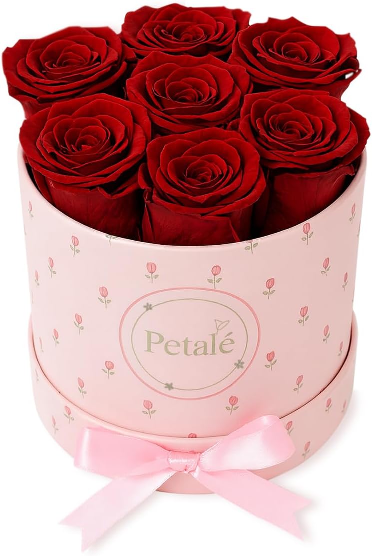 Petale Preserved Rose Flower Box – Handmade Eternal Rose Gift for Her, Romantic Forever Flower for Birthday, Anniversary, Valentine’s Day, Home Décor (Long-Lasting Real Rose)