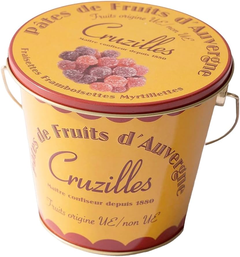 Pâtes de Fruits d’Auvergne Imported Assorted French Fruit Jelly Candies in Metal Tin (Assorted, 8.8oz)