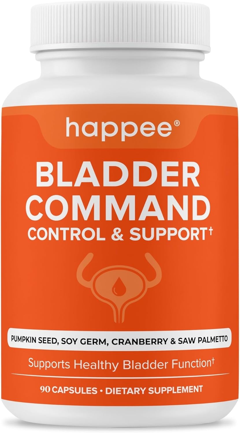 Happee Overactive Bladder Control Supplement for Women & Men - Pumpkin Seed Extract, Soy Germ, Saw Palmetto & Cranberry Blend - Bladder Support for Urinary Frequency, Leaks & Urgency - 90 Capsules