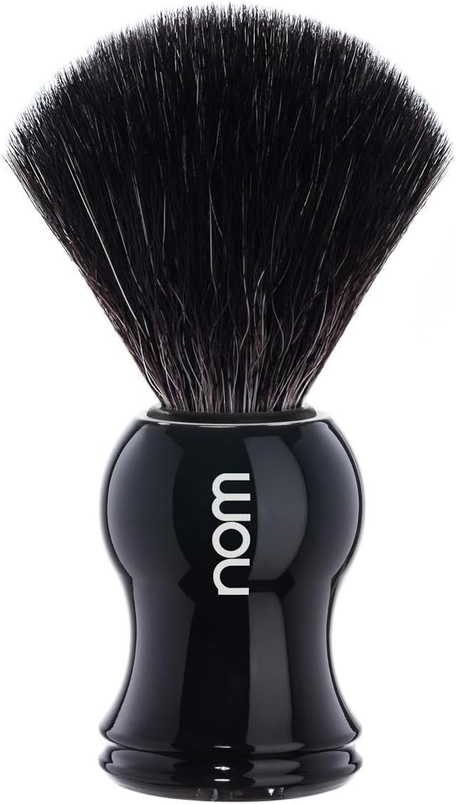 NOM Gustav Shaving Brush | Vegan Shave Brush for Shaving soaps and creams | sustainable eco-friendly and reusable |Exfoliating Shaving Brush | Black handle