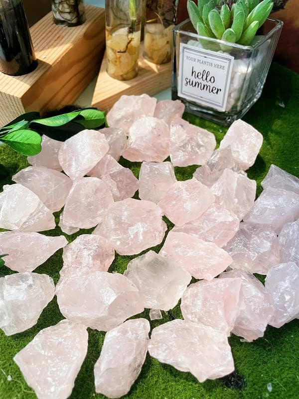DUQGUHO Rose Quartz Natural Crystal Quartz Bulk 1" Raw Rough Healing Crystal Stones Reiki Crystal Stone Tumbling Cabbing Fountain Rocks Polishing Cutting Gemstone 200g