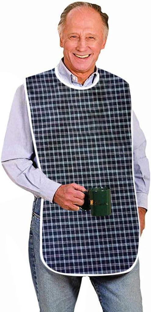 Adult Bibs for Men, Waterproof Large Adult Bibs with Adjustable Snap Button for Women for Eating, Washable Reusable for Elderly Seniors Disabled,1 Pack