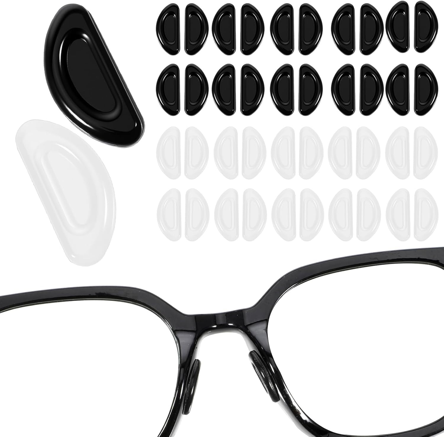 20 Pairs Eyeglass Nose Pads for Glasses Anti-Slip Stick On Silicone Cushions Soft Comfortable Replacement Adhesive Nosepads Reduce Pressure Prevent Slipping for Sunglasses Reading Glass Plastic Frames
