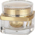 30g Upscale Refillable Acrylic Lotion Bottle With Screw Lid and PP Liner,Travel Empty Cosmetic Jar,Makeup Face Cream Eye Cream Holder Container for Sample Packaging Storage (Transparent+Golden)