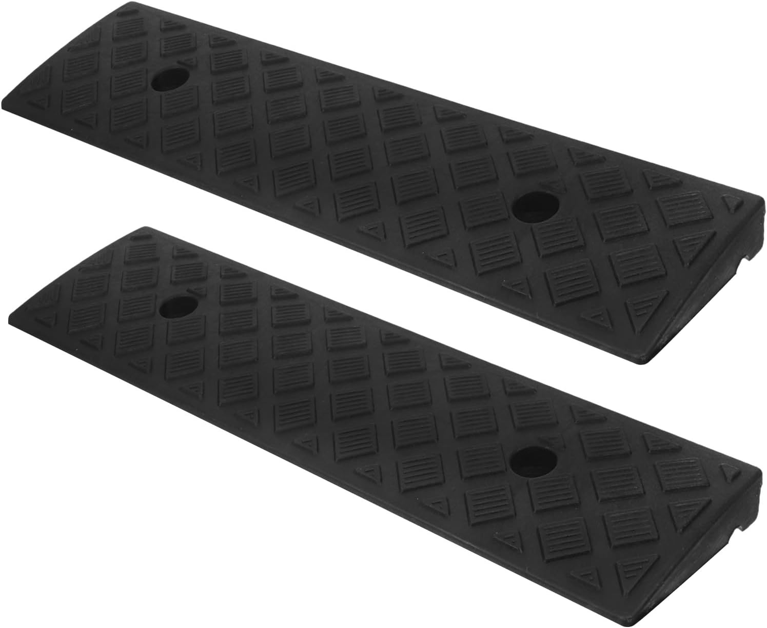 Heavy Duty 2Pcs Vehicle Threshold Ramps 3Cm High Black Non-Slip Home and Garage Loading Ramps for Cars Motorcycles and Wheelchairs