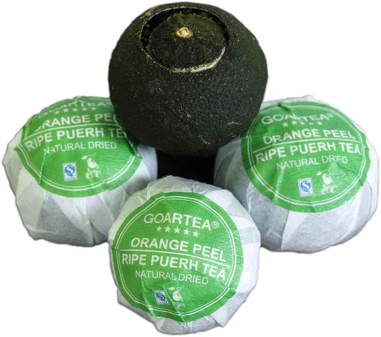 GOARTEA Puerh Tea - Ripe Puerh Tea Loose Leaf 50g / 1.76oz Nonpareil Supreme Natural Dried Xinhui Orange Peel Green Chenpi Citrus - Chinese Tea Pu erh Tea Puer Tea Pu'er Tea
