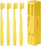 Max Extra Soft Toothbrush for Adults with Sensitive Gums, Soft Bristle Toothbrushes, Wide Head for Back Teeth, Ergonomic Non-Slip Grip, BPA Free, Individually Wrapped, 4 Pack, Lemon Yellow
