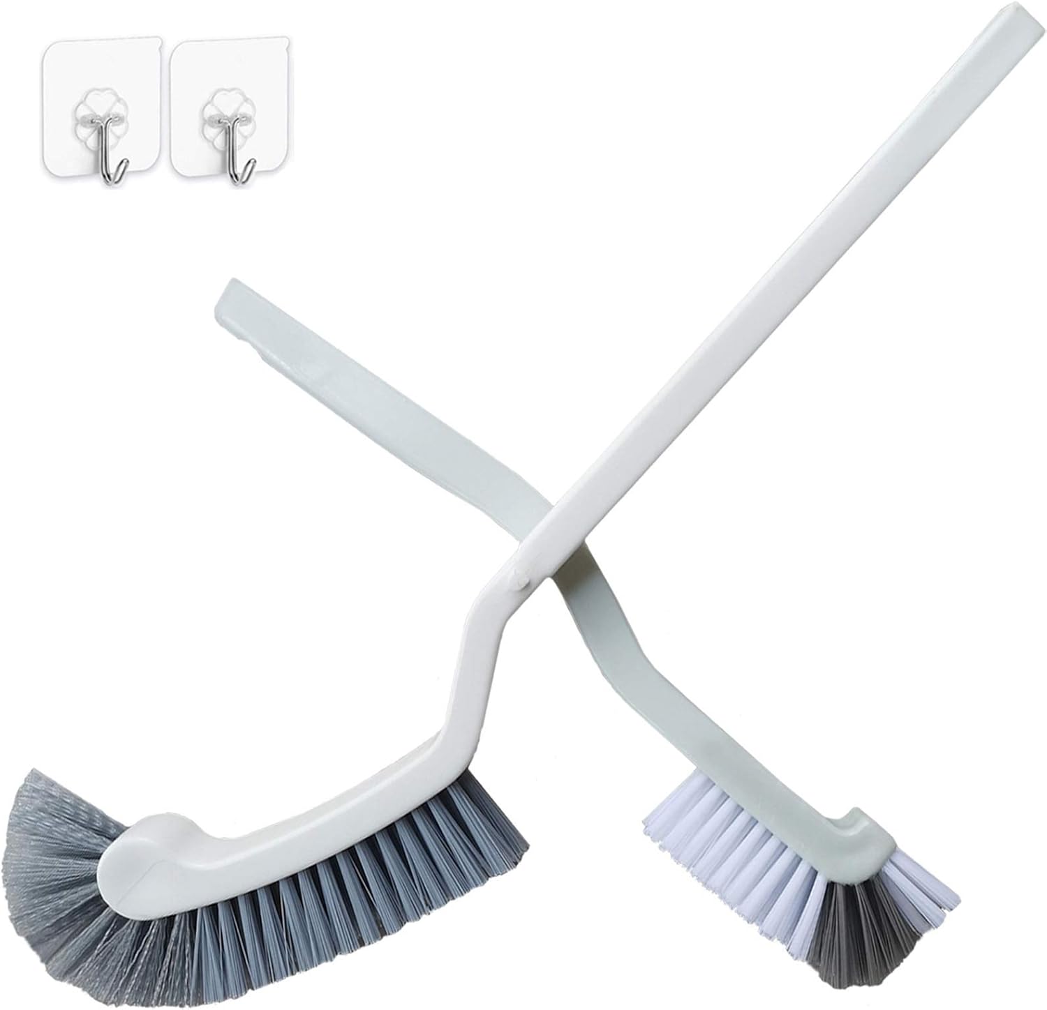 Bathroom Brushes Kitchen Cleaning Brush Set Toilet Bowl Brush Scrub Brush Home Cleaner Floor Stiff Bristles with Adhesive Hooks Plastic Handle Durable 13.5-Inch Deep Cleaning