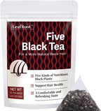 LEAFROOT 20 Teabags Natural Five Black Tea, Wu Hei Sesame Seeds Mulberry Black Wolfberry Tea Combination Chinese Herbal Tea, Hair care for Gray Hair Reverse, Nourishing Liver and Kidney