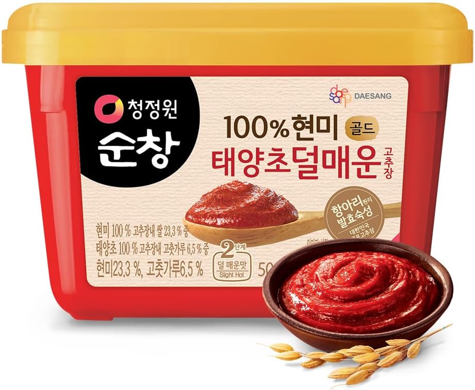 Gochujang – Korean Red Chili Paste [ Mild | 1.1 lb (500g) ] – Gluten-Free/ 0 Fat/ 0 Cholesterol / (40 Calories/Serving) | Spicy & Sweet Savory Fermented Sauce | Great for Bibimbap, Marinades, Stews & BBQ - O’food