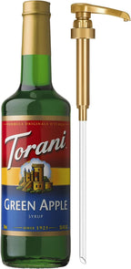 Torani Green Apple Syrup for Drinks, Flavoring for Sodas and Cocktails, Glass Bottle with Pump Included, 25.4 Fl Oz
