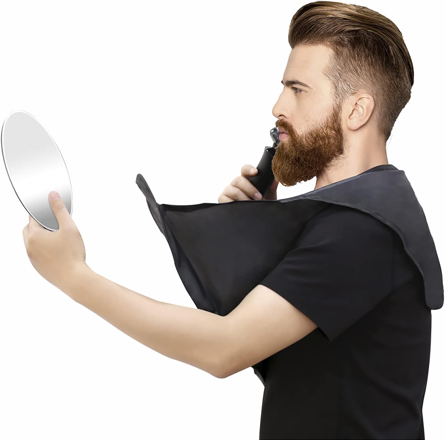 Beard Bib, Beard Apron Foldable Multi-Purpose Shaving Bib, Waterproof shaving cloth set non-stick beard shawl, Suitable for all men's gifts (black)