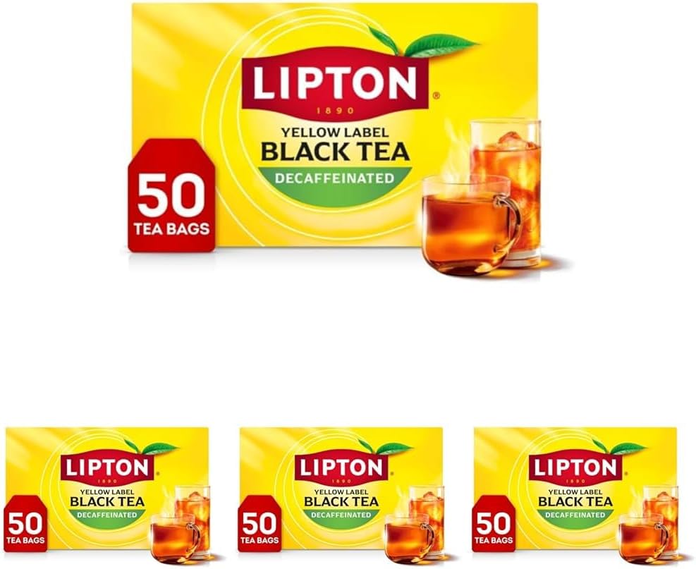 Lipton Decaf Black Tea Bags, Hot or Iced Caffeine Free Tea, 50 Tea Bags (Pack of 4)