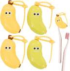 4 Pcs Banana Toothbrush Cover, Banana-Shaped Toothbrush Travel Case with Toothpaste Dispenser, Portable Brush Travel Case for Home Travel Outdoor Camping(Yellow)