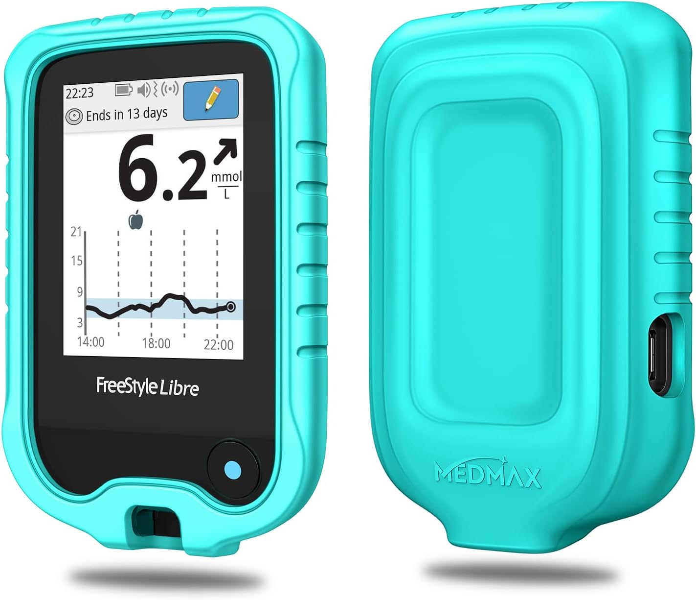 MEDMAX Silicone Case for Freestyle Libre 3 2 / Libre Reader, Lightweight Shockproof Anti Slip Protective Cover Soft Gel Skin with Raised Bezel (Mint Green)