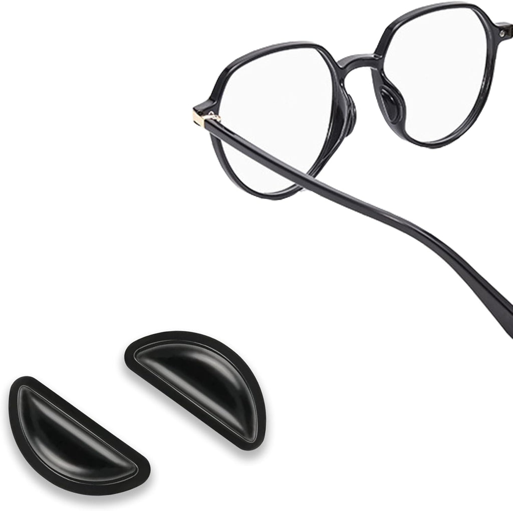 12 Pairs Airbag Cushioned Eyeglass Nose Pads, Adhesive Anti-Slip Nose Pads, Soft Silicone Nose Pad with Enhanced Sticky Backing for Glasses, Sunglasses, Eyewear (12 Black Pairs)