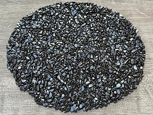 Wholesale Natural Semi Tumbled Hematite Gemstone Chips, Hematite Crushed Mini Crystals, Undrilled Crystal Chips (Hematite Small, 0.5 Pound)