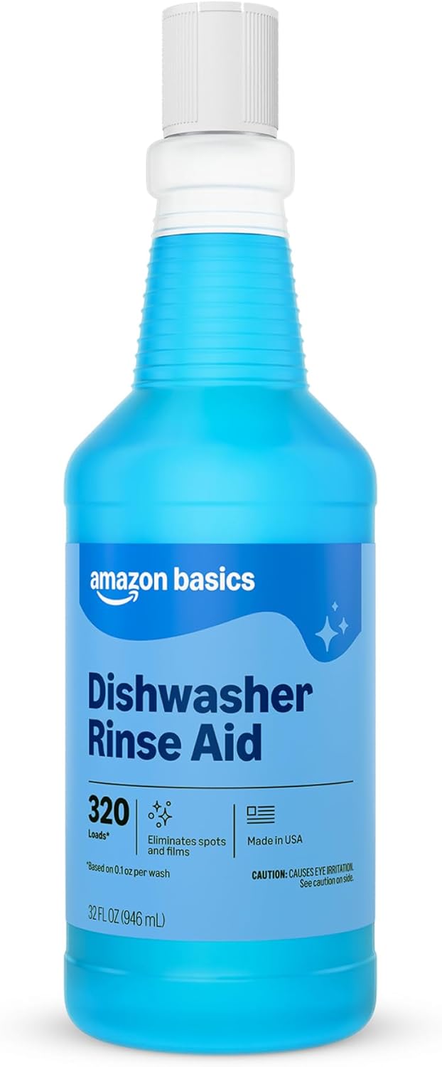 Amazon Basics Dishwasher Rinse Aid Liquid, 32 Fl Oz, Pack of 1, Packaging May Vary