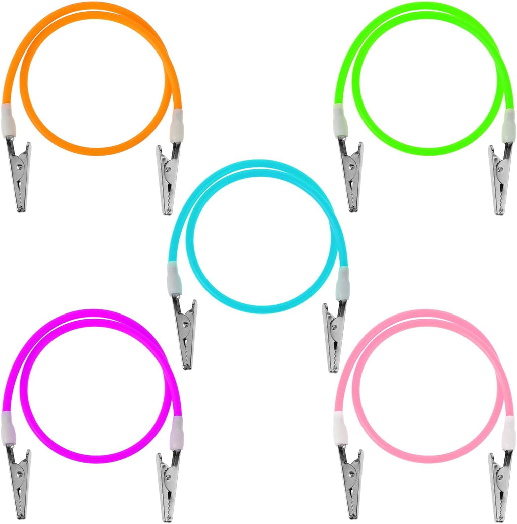5Pcs Bib Holder Dental Napkin Clip, Neck Chains With Metal Clips for Dental Clinic, Silicone Colorful Dentist Napkin Holder With Lanyard (Bright Color Series)
