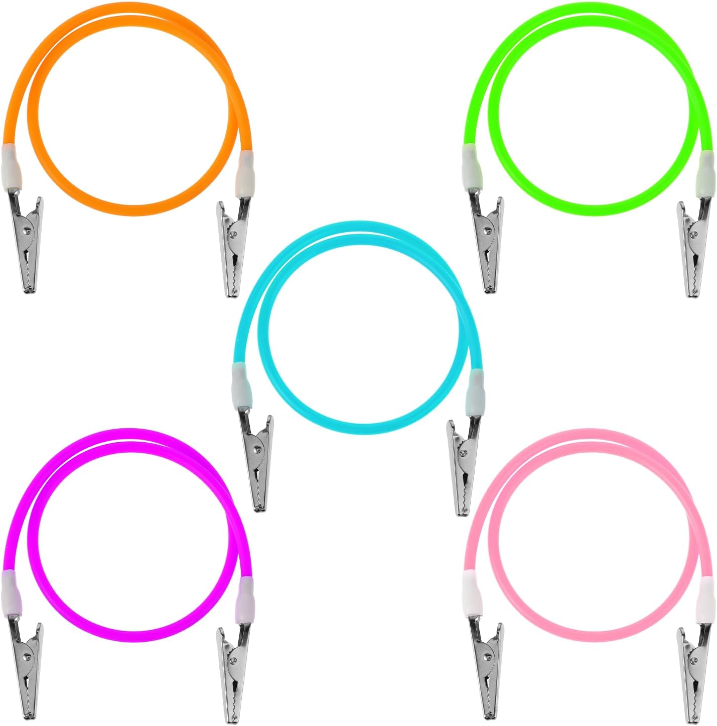 5Pcs Bib Holder Dental Napkin Clip, Neck Chains With Metal Clips for Dental Clinic, Silicone Colorful Dentist Napkin Holder With Lanyard (Bright Color Series)