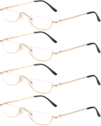 KoKoBin Half Reading Glasses - 4 Pairs Half Rim Metal Frame Glasses Spring Hinge Readers for Men and Women, Gold 2.00