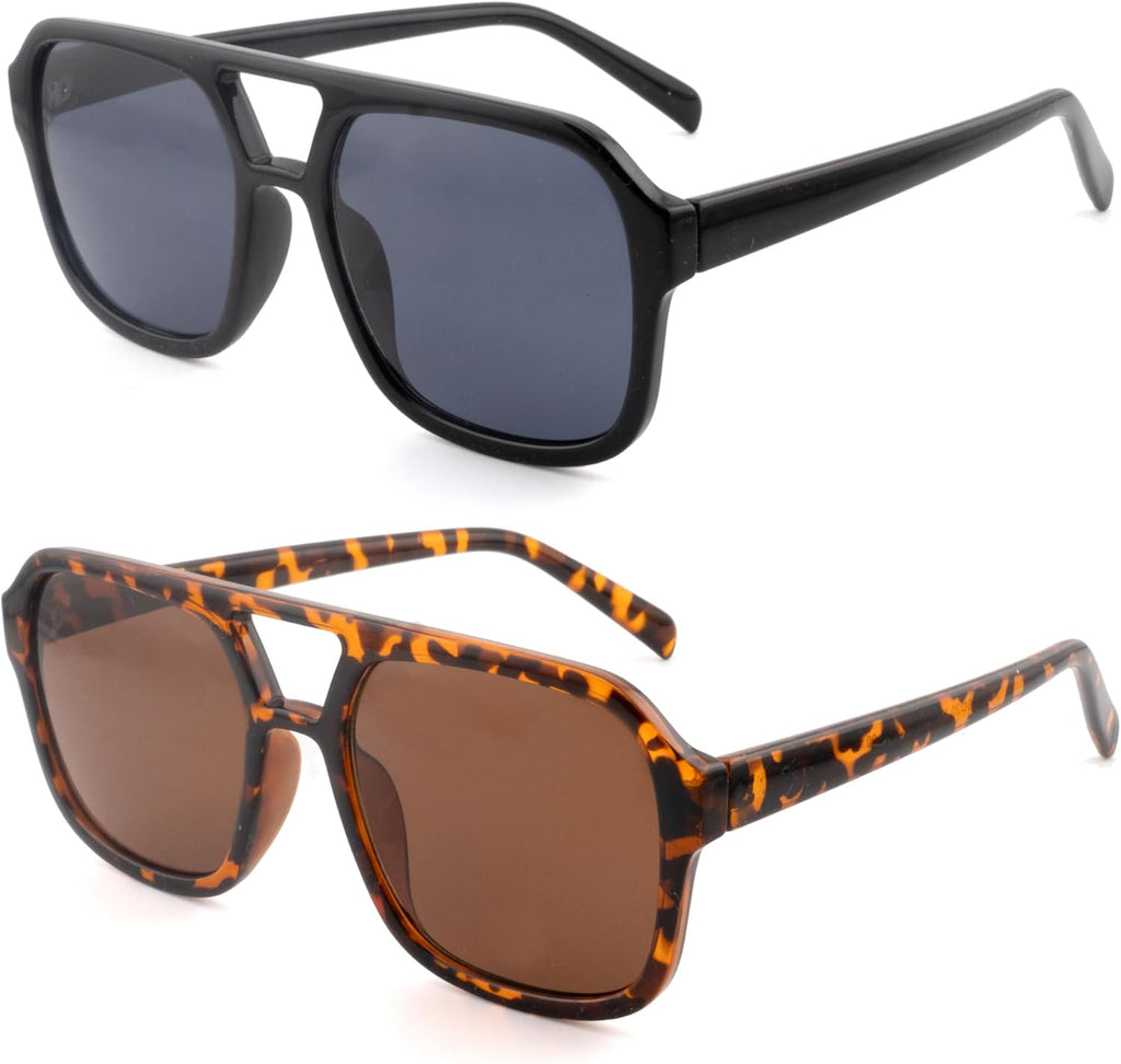 2 Pack Full Aviator Reader Sunglasses for Men Women Chic Oversize Womens Mens Sun Reading Glasses Outdoor NON BIFOCAL