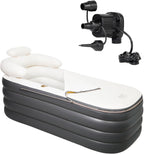 Inflatable Bathtub, Portable Bathtub Adult with Electric Air Pump, Freestanding Foldable Spa Tub with Backrest Cup Holder for Indoor Outdoor, Easy to Inflate＆Drain (Gray)
