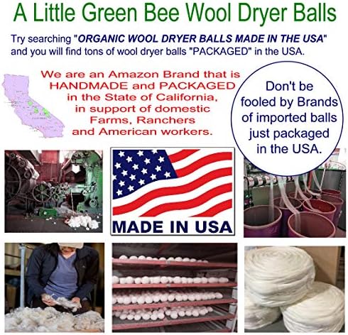 6 Eco-Friendly Wool Dryer Balls -Set of Six 100% Handmade, Natural and Unscented