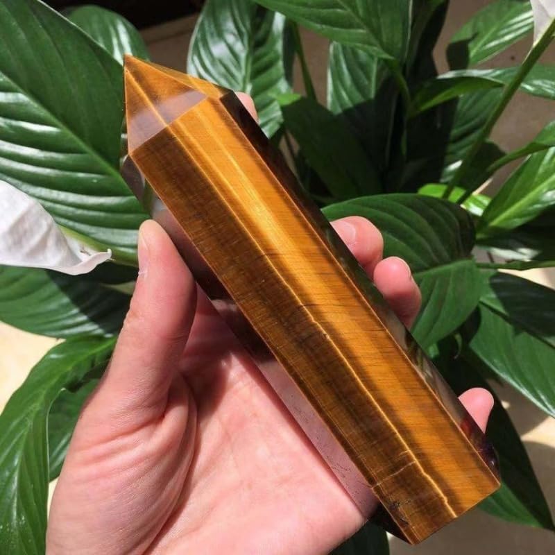 Natural Tiger Eye Stone Crystal Point Wand 5.9 Inch Reiki Healing Crystal Wand for Reiki Chakra Balancing Meditation & Spiritual Energy Therapy(5.9inch Wand Tiger Eye Stone)