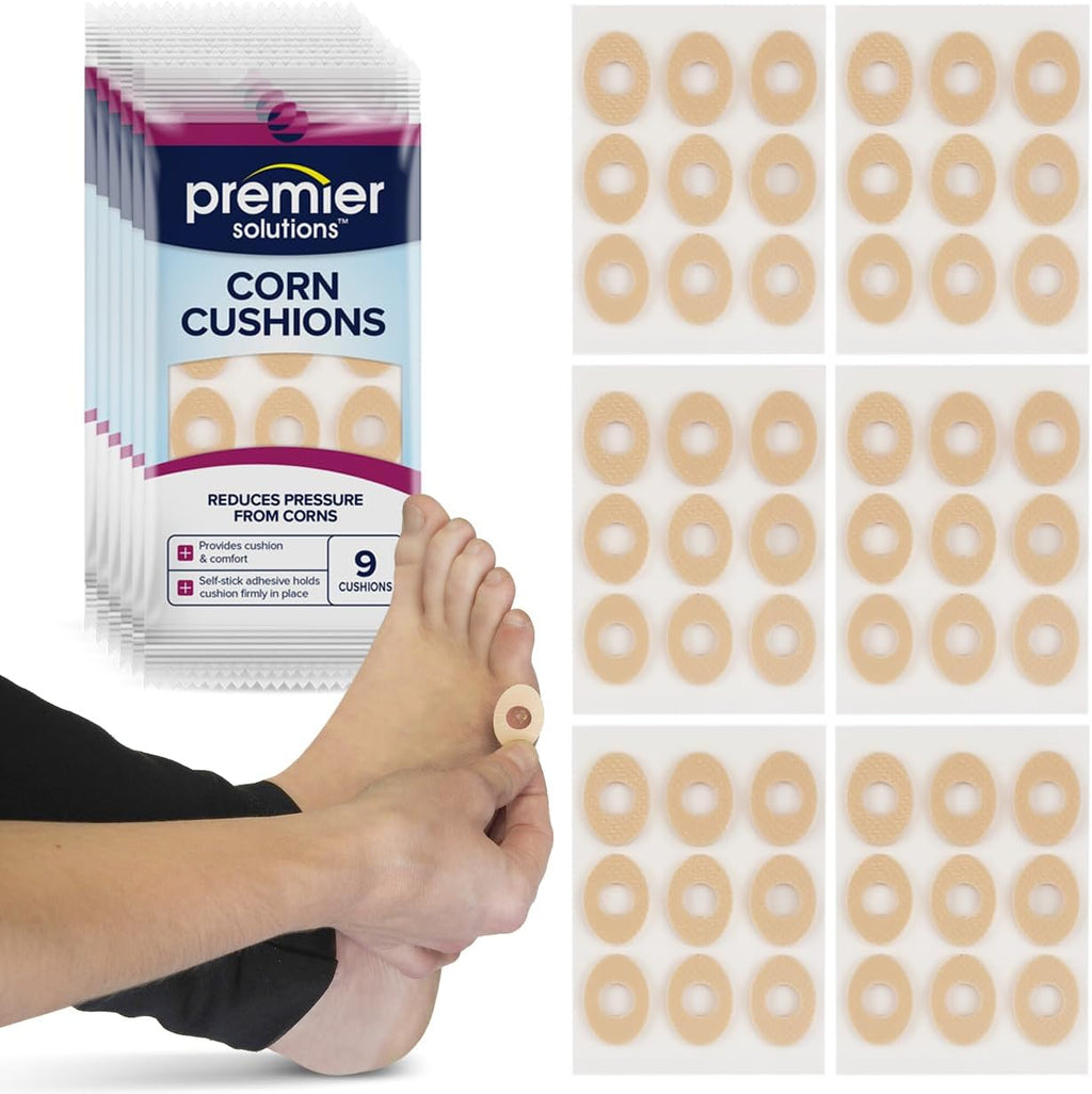 Corn Cushions for Feet, Self-Stick Adhesive Foot Care Cushions to Pad and Protect Corns, 54 Count (6 Packs of 9)