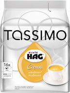 Tassimo Café HAG Crema Decaffeinated, Caffeine Free Coffee, Roasted, 16 T-Discs