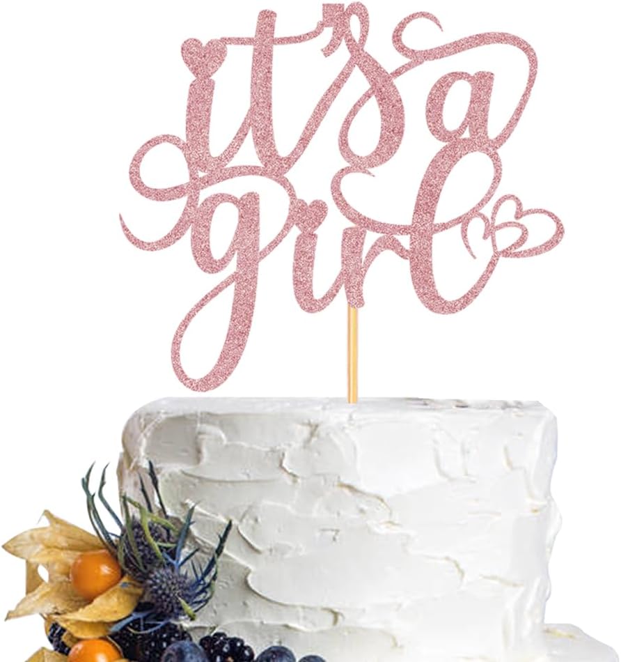 It's a Girl Cake Topper-Baby Shower/Gender Reveal Party Decorations-Girls 1st Birthday Party Supplies (It's a Girl-1)