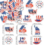 Ephlyn 54Pcs 4th of July Edible Cupcake Toppers American Flag Patriotic Cake Decorations Wafer Paper USA Independence Day for July 4th Party Supplies Blue Red White