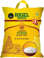 Rigel Spices Premium Ponni Boiled Rice - Aged | Authentic South Indian Parboiled Rice for Fluffy & Nutritious Meals | Ideal for Daily Cooking and Special Recipes (10 Lbs)