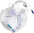 Urinary Drainage Bag with Anti-Reflux Chamber, Bedside Drainage Bag 2000 mL with 48" Drainage Tube, Hook Hanger and Clips, Urine Bag with Plastic Buckle for Home and Hospitals, 1 Pack
