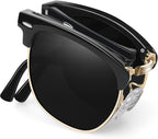 Joopin Vintage Sunglasses Half Frame Sun Glasses Polarized UV Protection Browline Shades for Women Men